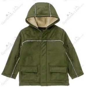NWT GYMBOREE ANTIQUE TRUCK GREEN FAUX SUEDE SHEARLING HOODED JACKET COAT XS 3-4
